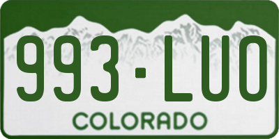 CO license plate 993LUO