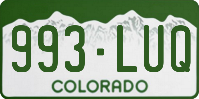 CO license plate 993LUQ