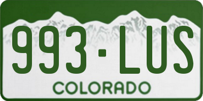 CO license plate 993LUS