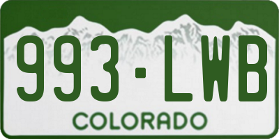 CO license plate 993LWB