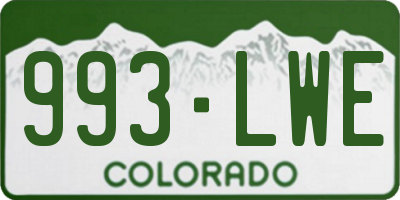 CO license plate 993LWE
