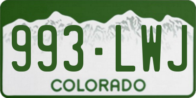 CO license plate 993LWJ
