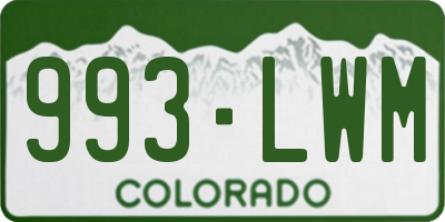 CO license plate 993LWM