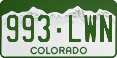 CO license plate 993LWN
