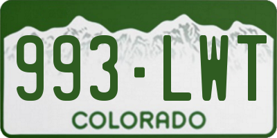 CO license plate 993LWT
