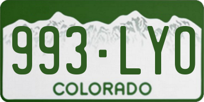CO license plate 993LYO