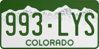 CO license plate 993LYS