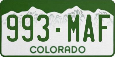 CO license plate 993MAF