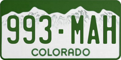 CO license plate 993MAH