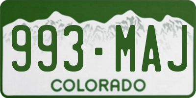 CO license plate 993MAJ