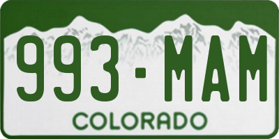 CO license plate 993MAM