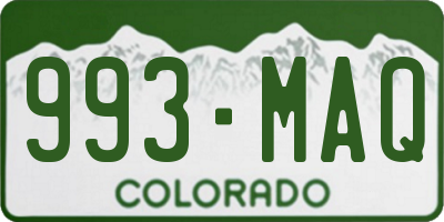 CO license plate 993MAQ
