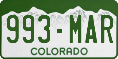 CO license plate 993MAR