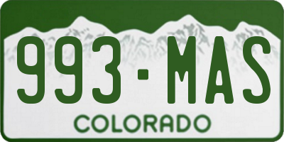 CO license plate 993MAS