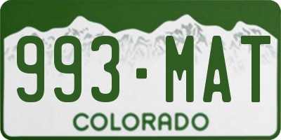 CO license plate 993MAT