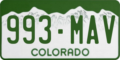 CO license plate 993MAV
