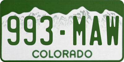 CO license plate 993MAW
