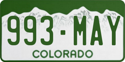 CO license plate 993MAY