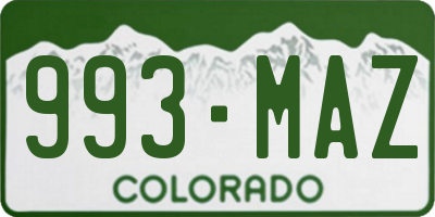 CO license plate 993MAZ