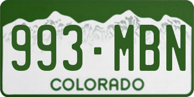 CO license plate 993MBN