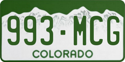 CO license plate 993MCG
