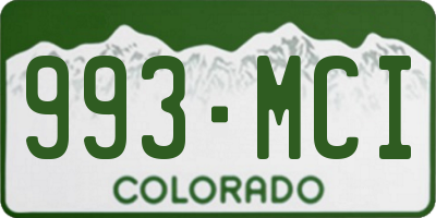 CO license plate 993MCI
