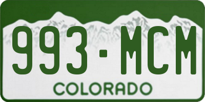 CO license plate 993MCM