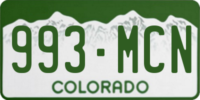 CO license plate 993MCN
