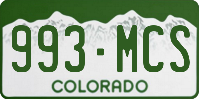 CO license plate 993MCS