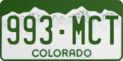 CO license plate 993MCT