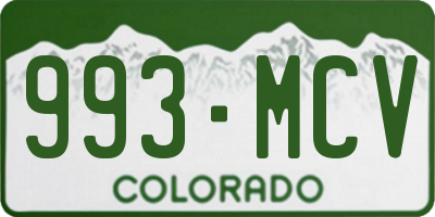 CO license plate 993MCV