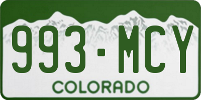CO license plate 993MCY