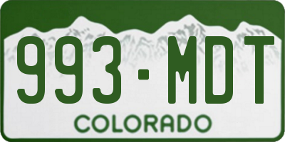 CO license plate 993MDT