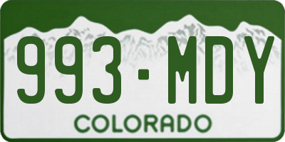 CO license plate 993MDY