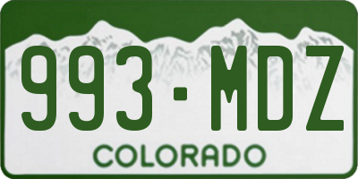 CO license plate 993MDZ