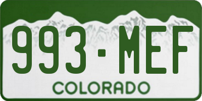 CO license plate 993MEF