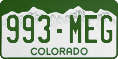 CO license plate 993MEG
