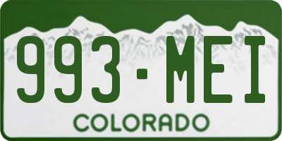 CO license plate 993MEI