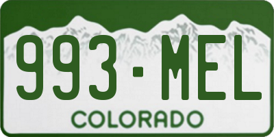 CO license plate 993MEL