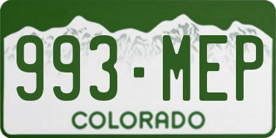 CO license plate 993MEP