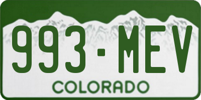 CO license plate 993MEV