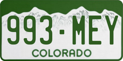 CO license plate 993MEY