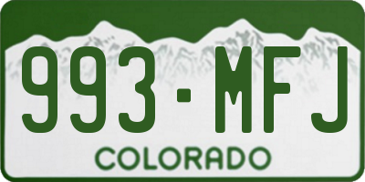CO license plate 993MFJ