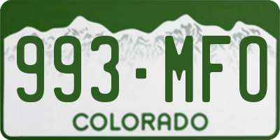 CO license plate 993MFO