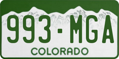 CO license plate 993MGA
