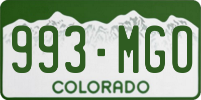 CO license plate 993MGO
