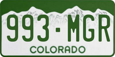 CO license plate 993MGR