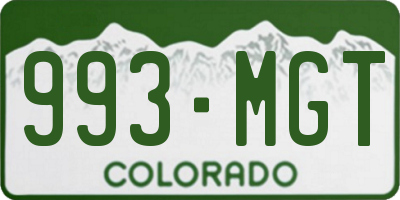 CO license plate 993MGT