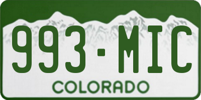 CO license plate 993MIC