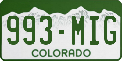 CO license plate 993MIG